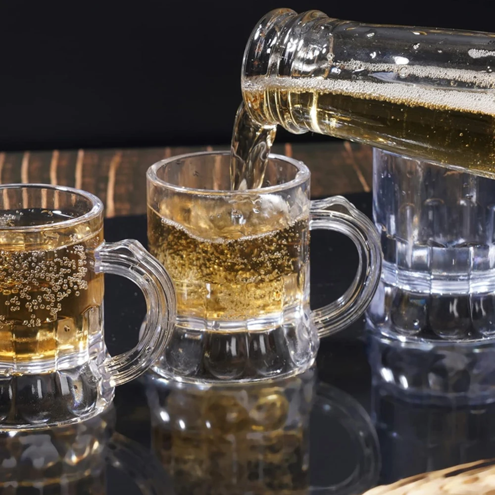 Wholesale 1.75in Beer Mug 12pcs High Quality Clear Plastic Beer Mug 1oz/30ml Small Shot Glass Suitable for Oktoberfest