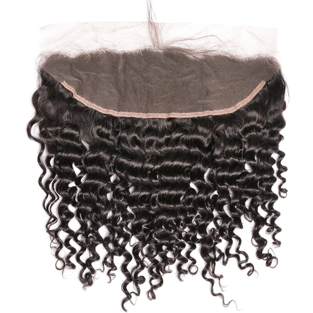 Hot selling top quality 13*4 and 13*6  deep wave  swiss lace frontal Brazilian human hair for black women