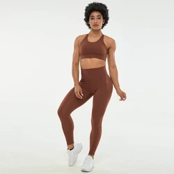 Features Design Work Out Apparel Woman Zip Pockets Yoga Clothes Gym Fitness Sets Active Wear Yoga Wear Sets