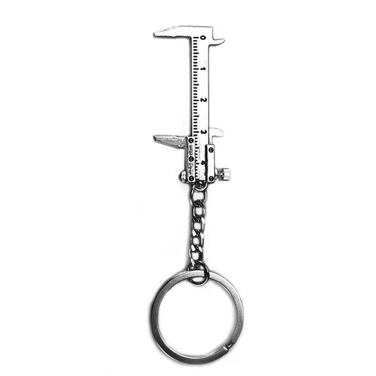 Mini Vernier Caliper Measurement Model Key Chain Zinc Alloy Stylish Silver Key Chain