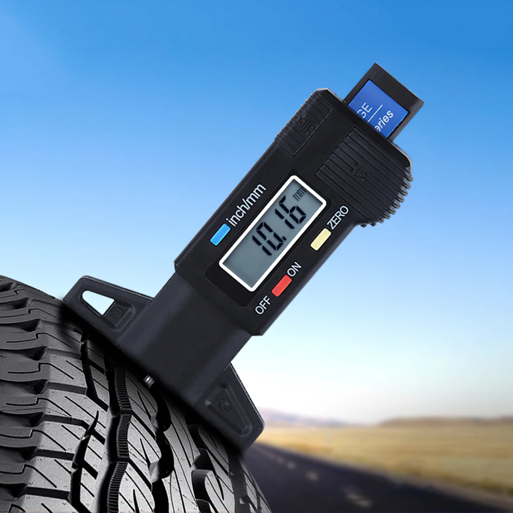 Digital Tire Depth Detection Ruler High Depth Gauge 0-25mm Thickness Gauge LCD Screen Caliper Measure Car Tire Depth