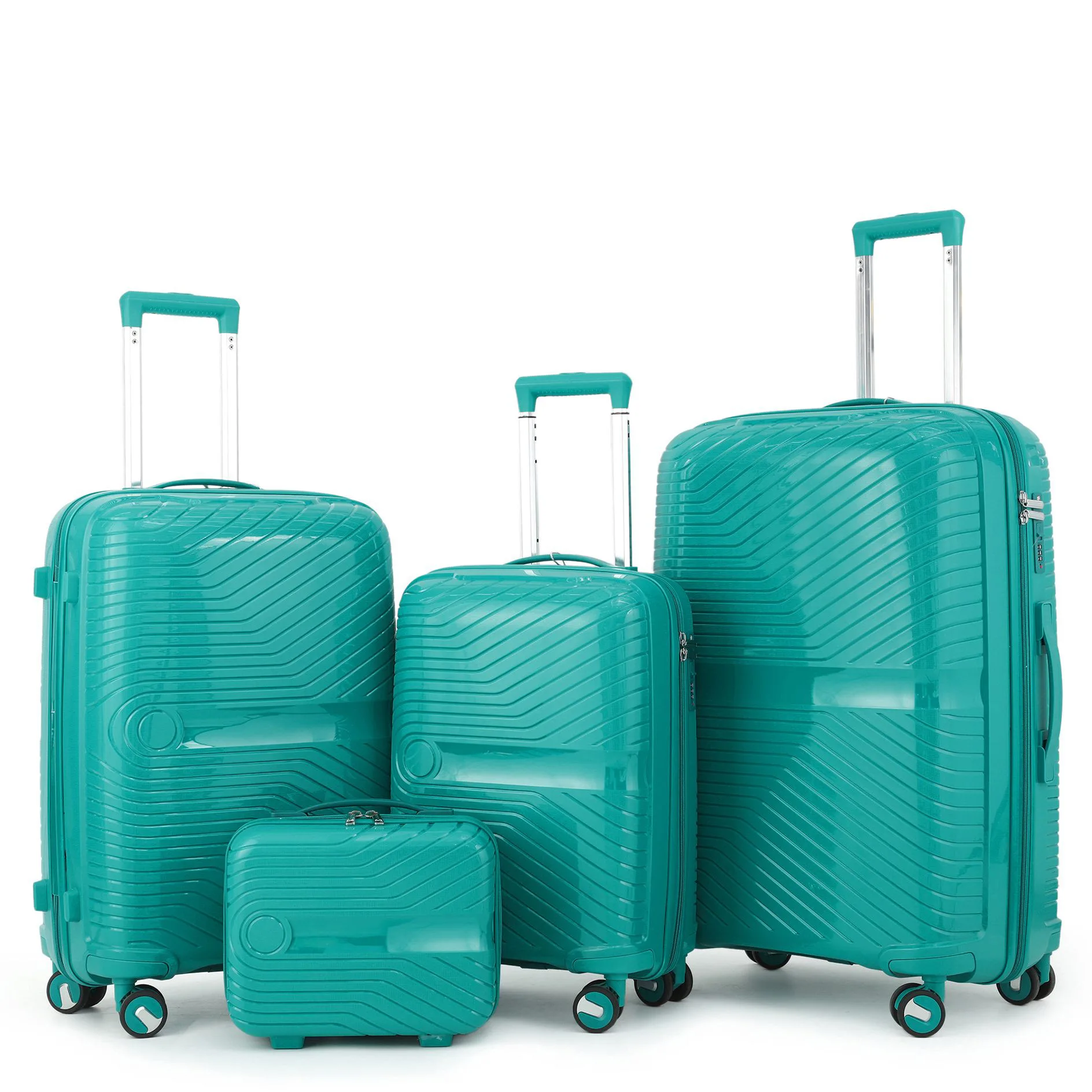 new design Universal factory direct sale multifunction spinner 360 degree wheels 4 PCS set PP luggage for outdoor travel