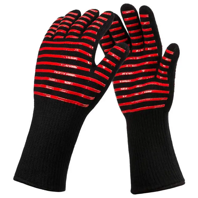 Spot high temperature aramid bbq gloves flame retardant microwave oven heat insulation baking silicone barbecue gloves