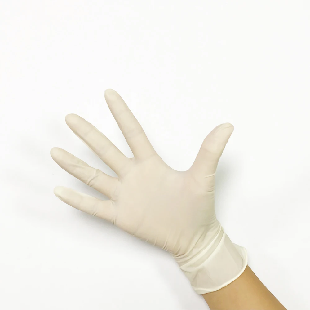 Milky White Disposable latex glovees prices guantes de latex glovees non Sterile latex examination glovees Malaysia