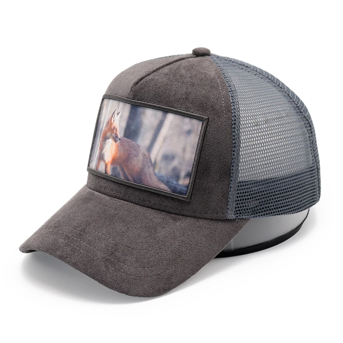 Own Photo Sublimation transfer print patch Logo furry fluffy suede velvet caps Custom Personnalisable Trucker Hat 5 panel mesh