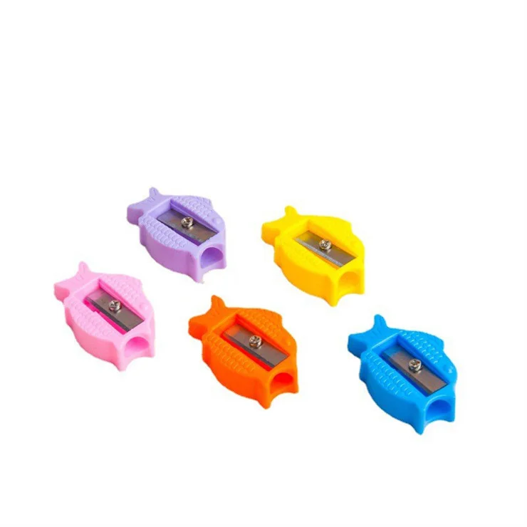 New arrivals Business gifts promotional stationery items for girls blue colors creative fish shaped small flat pencil sharpener