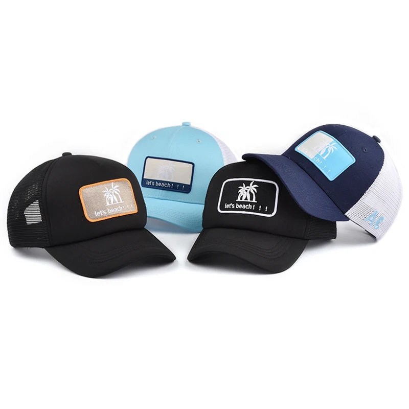 Free Sample Custom Logo Embroidery Patch Gorra Trucker , Wholesale Blank Mesh Trucker Hats