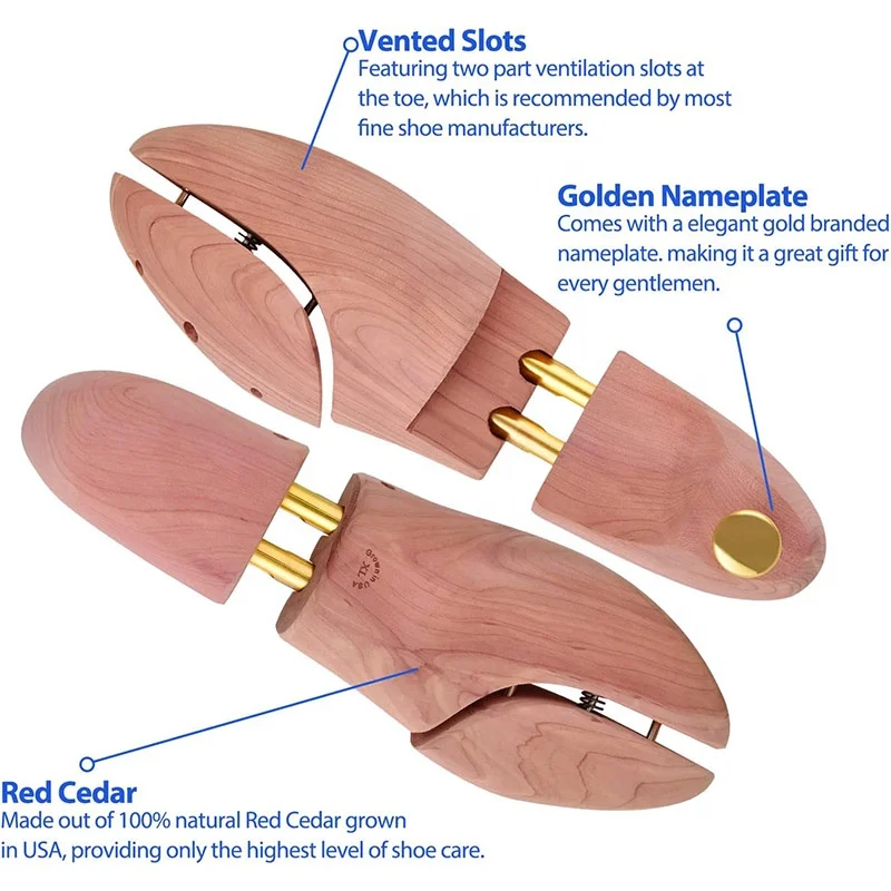 Factory Wholesale Audit Cedar Wood Shoe Stretchers Adjustable Shoetree Cedar Wooden Shoe Tree