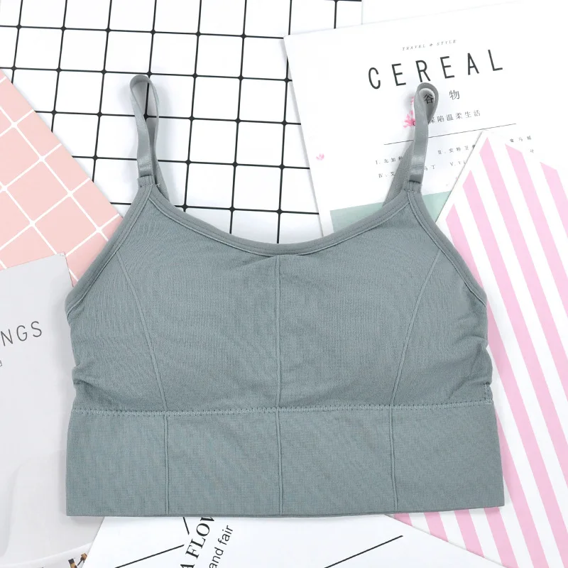 Sleeveless Crop Camisole Tank Tops Sport Bra Seamless Cami Workout Shirts With Built Bra For Women