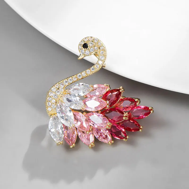 XZ-071 Swans Brooch High-end Atmosphere Luxury Cute Floral Japanese INS Personalized  Collar Pin Accessories