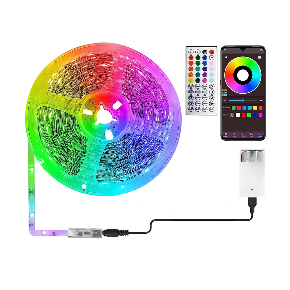 Hot sell rgb led strip light flexible with remote Control wifi smart multi color 5m 12 volt 5050 ip65 rgb led strip lights