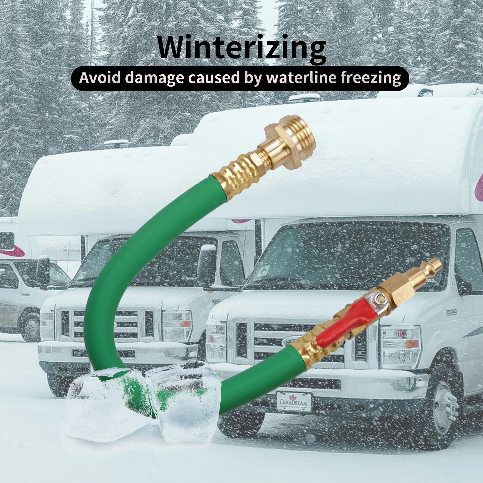 J713 Winterize Blowout Adapter with Shut Off Valve, RV Winterizing Kit for Motorhome, Boat, Camper, Travel Trailer Accessories