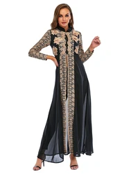 Modest Flower Chiffon Abaya Dress Beautiful Casual Dress for Women High Waist Islamic Abaya