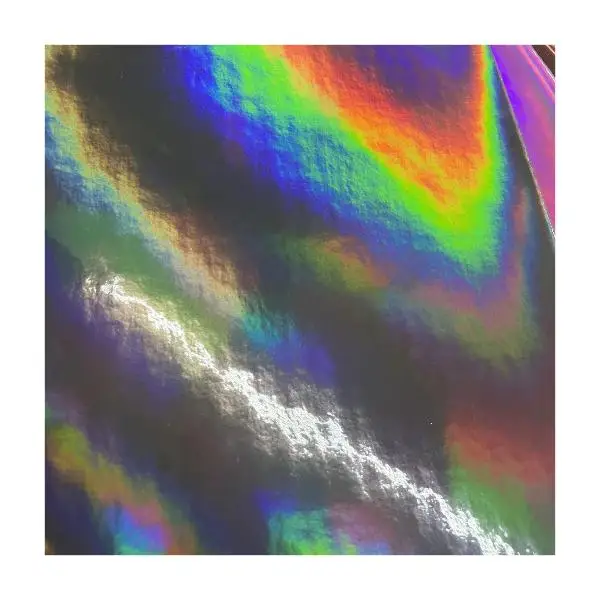 Manufacturer holographic fabric vinyl fabric faux leather holographic PVC embossed leather for bags
