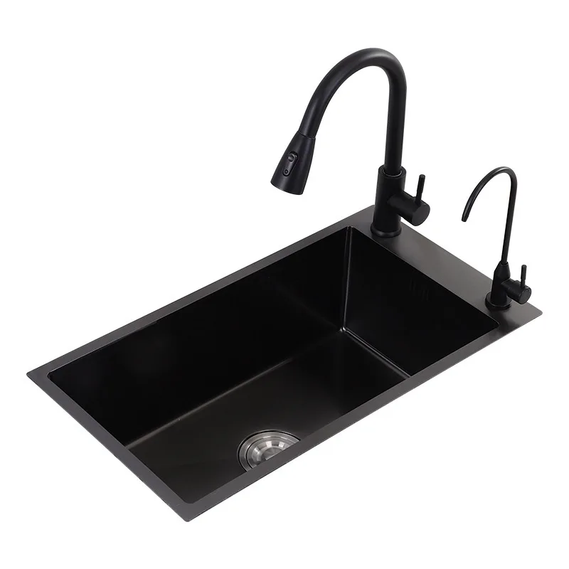 3.0MM household sink 304 stainless steel black nanocrystalline sink single sink side basin washing basin