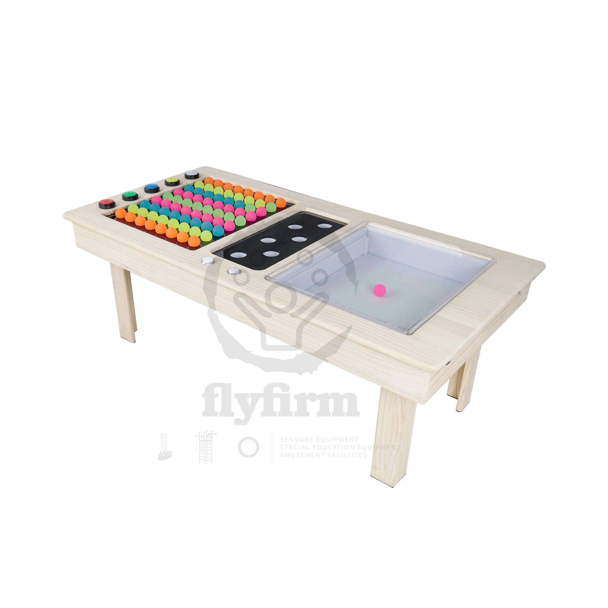 Flyfirm Wooden Silicone Ball Light Box Toy - Interactive Color Sorting Game for Kids - Educational Light Table Activity