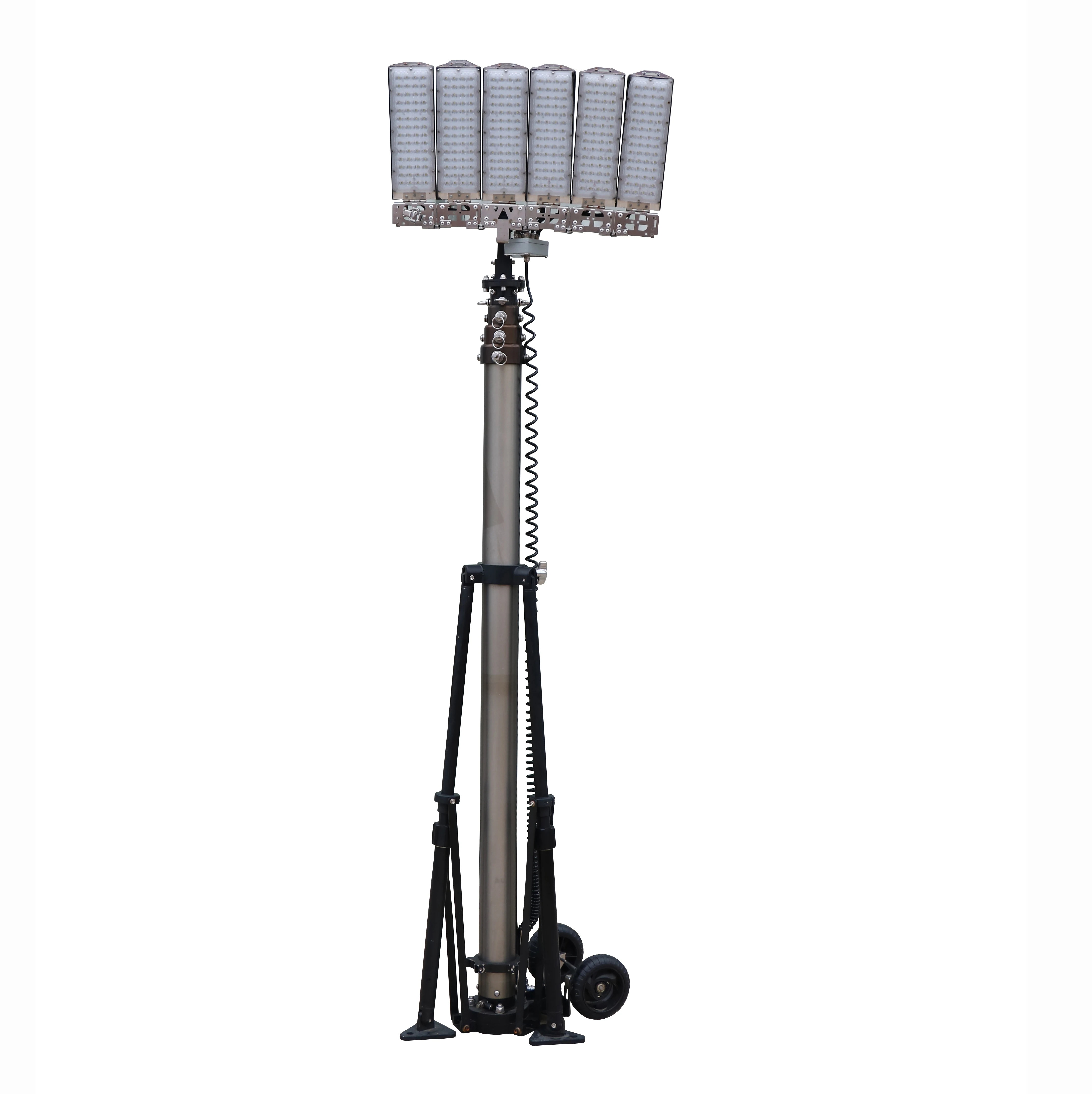 Mobile building light tower lights start fast and large range with 5 m telescopic mast