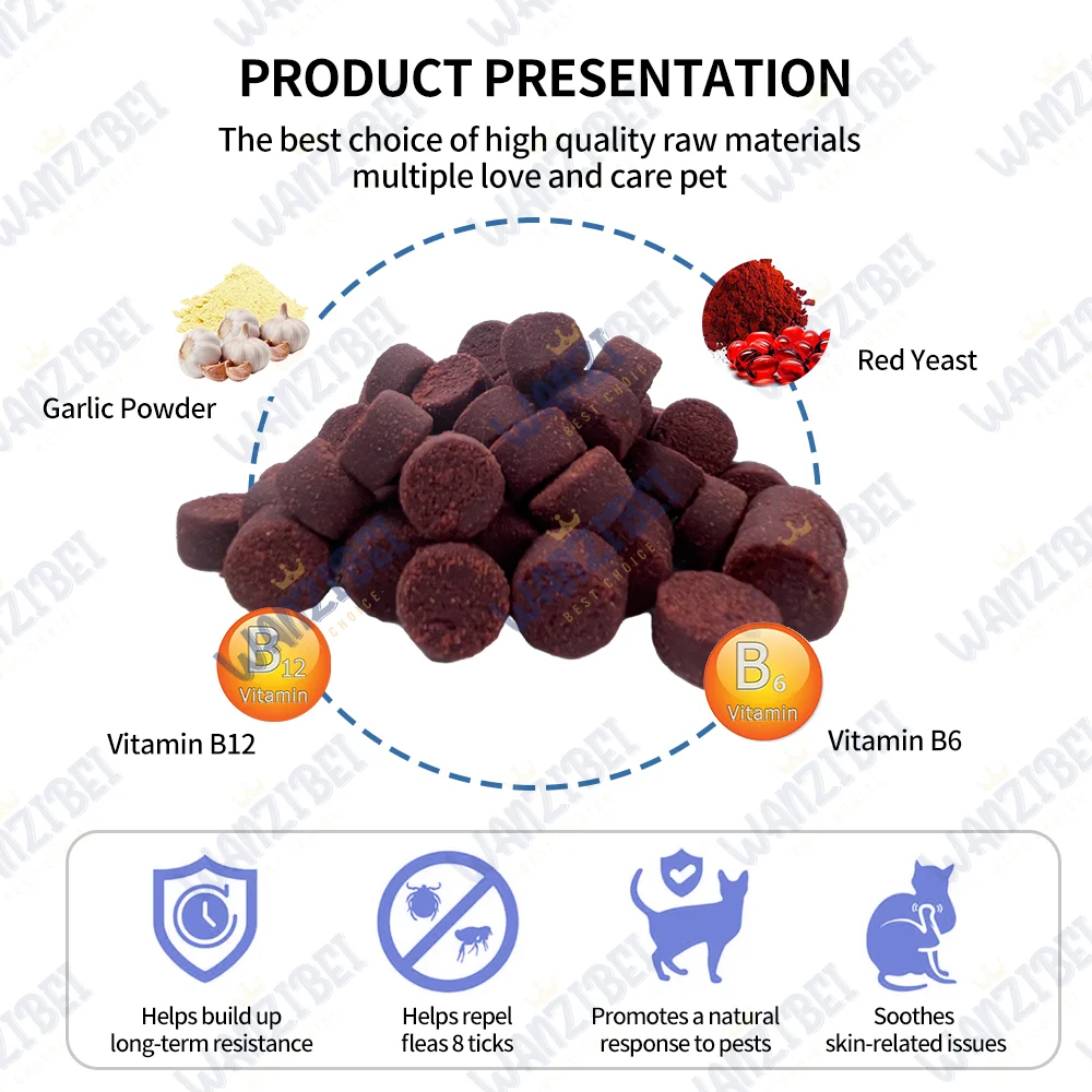 Wholesale Natural Cat Treats Flea and Tick Prevention for Cats 120 Soft Chews Natural Defense Pest with Multivitamin for cats