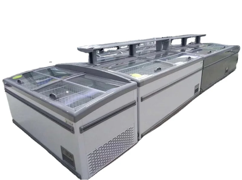 Supermarket Combination Island Cabinet Meat Fish Ice Cream Display Fridge Refrigerator Showcase Deep Chest Freezers