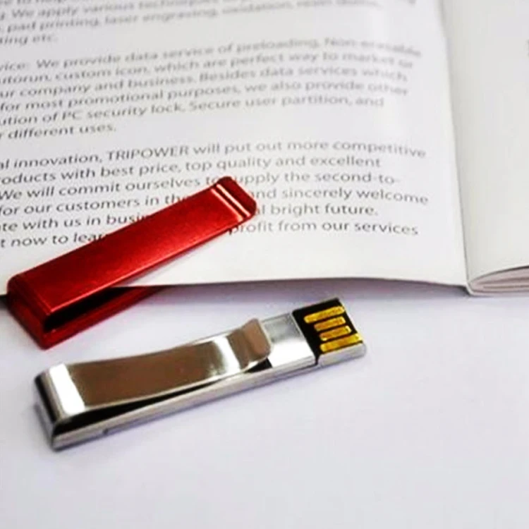 factory wholesale gifts Personal Custom Portable Plastic Box Packing  name card clip shape metal usb flash drives