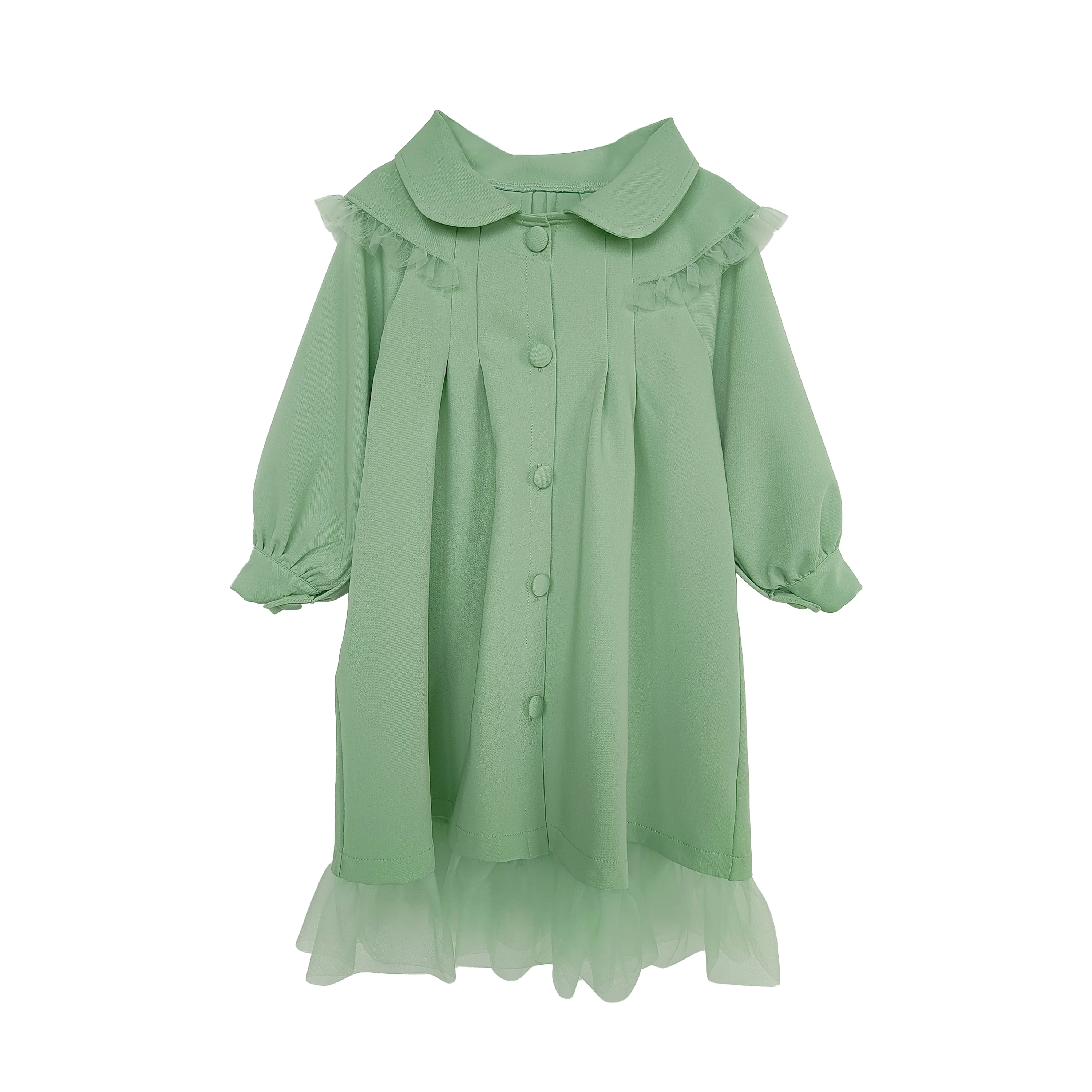 Doll Collar Princess Under 10 Years Old Girl Dress Autumn Long Lantern Lace Sleeve
