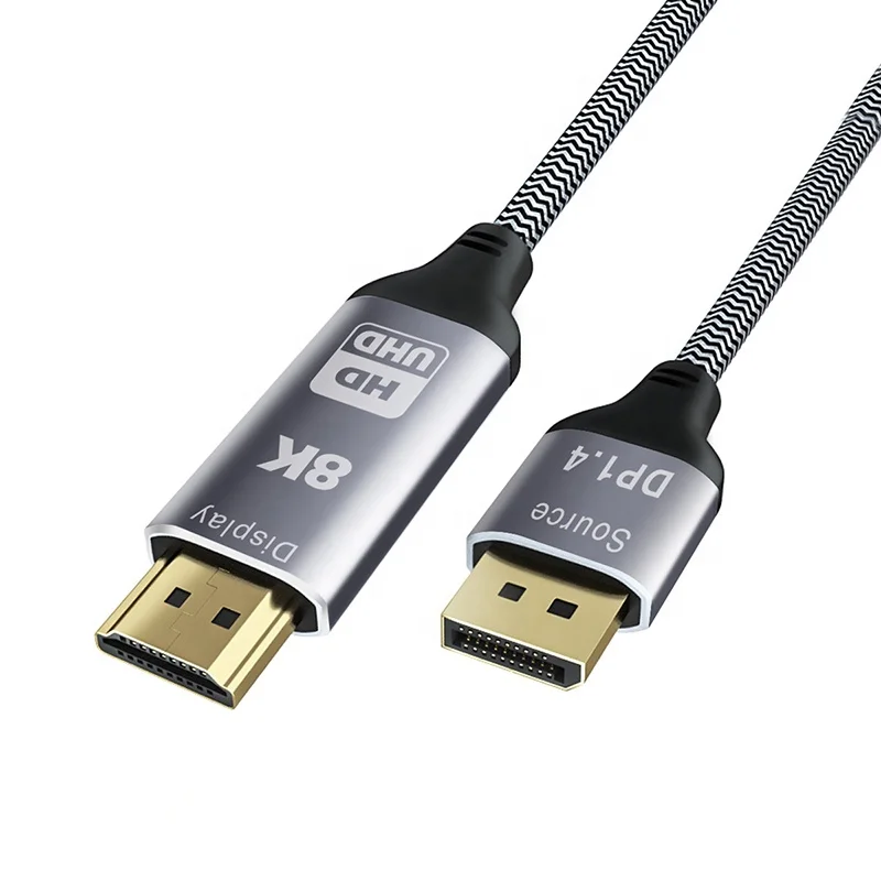 High Speed UHD 8K DP Display Port Displayport HDMI Cable Display Port Displayport DP To HDMI Adapter Cable 6FT 1.8M