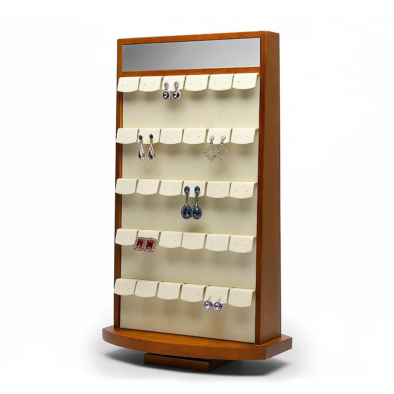 DIGU custom jewelry display earrings ear stud holder counter solid wood Rotate 360 earring stand display