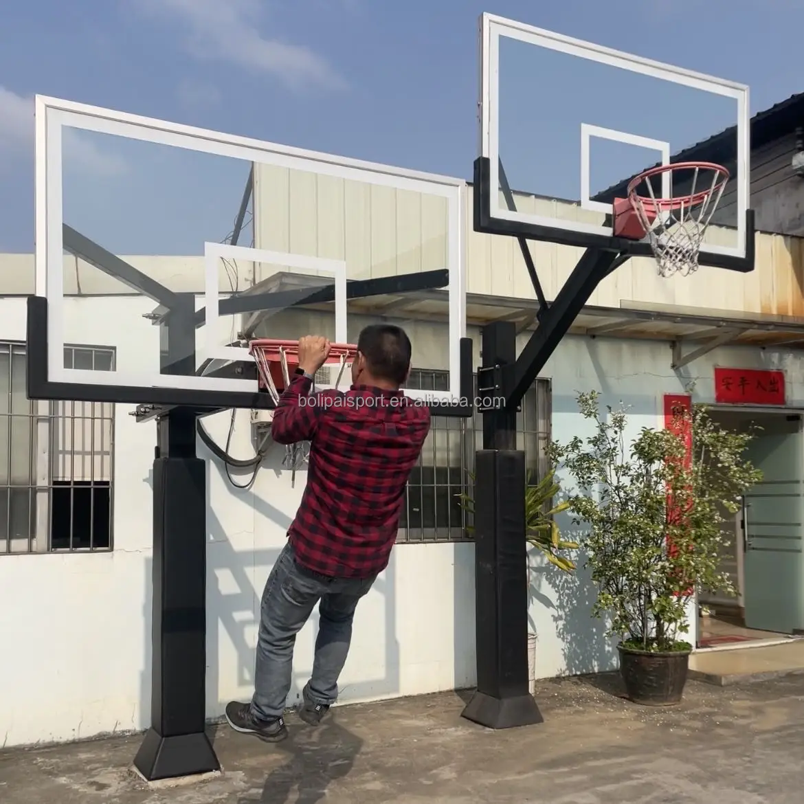 Factory molten basketball equipment inground steel basketball hoop for training