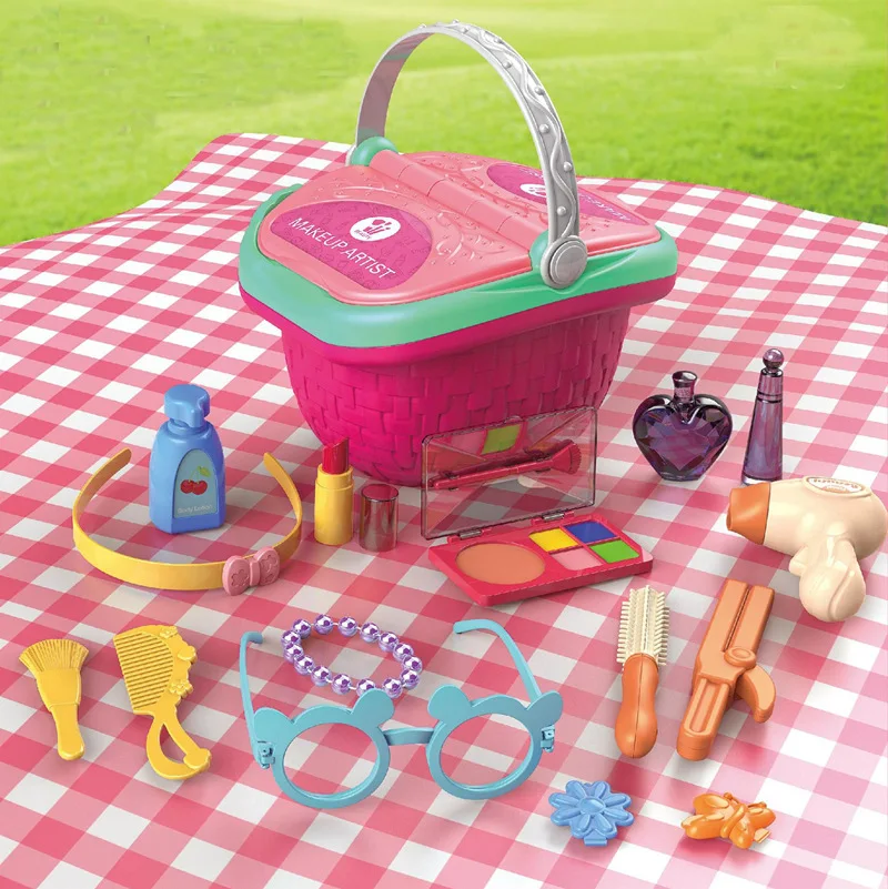 Zhiqu New Children Simulation Kitchen Tableware Food Dessert Barbecue Pizza Set Family Picnic Basket Toy