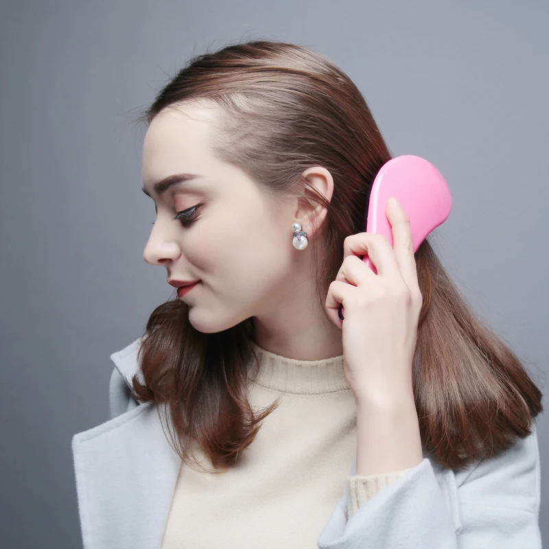 Brand Your Own LOGO Mini Travel Detangling Massage Hair Brush With Cleaning Claws Small Hair Brush