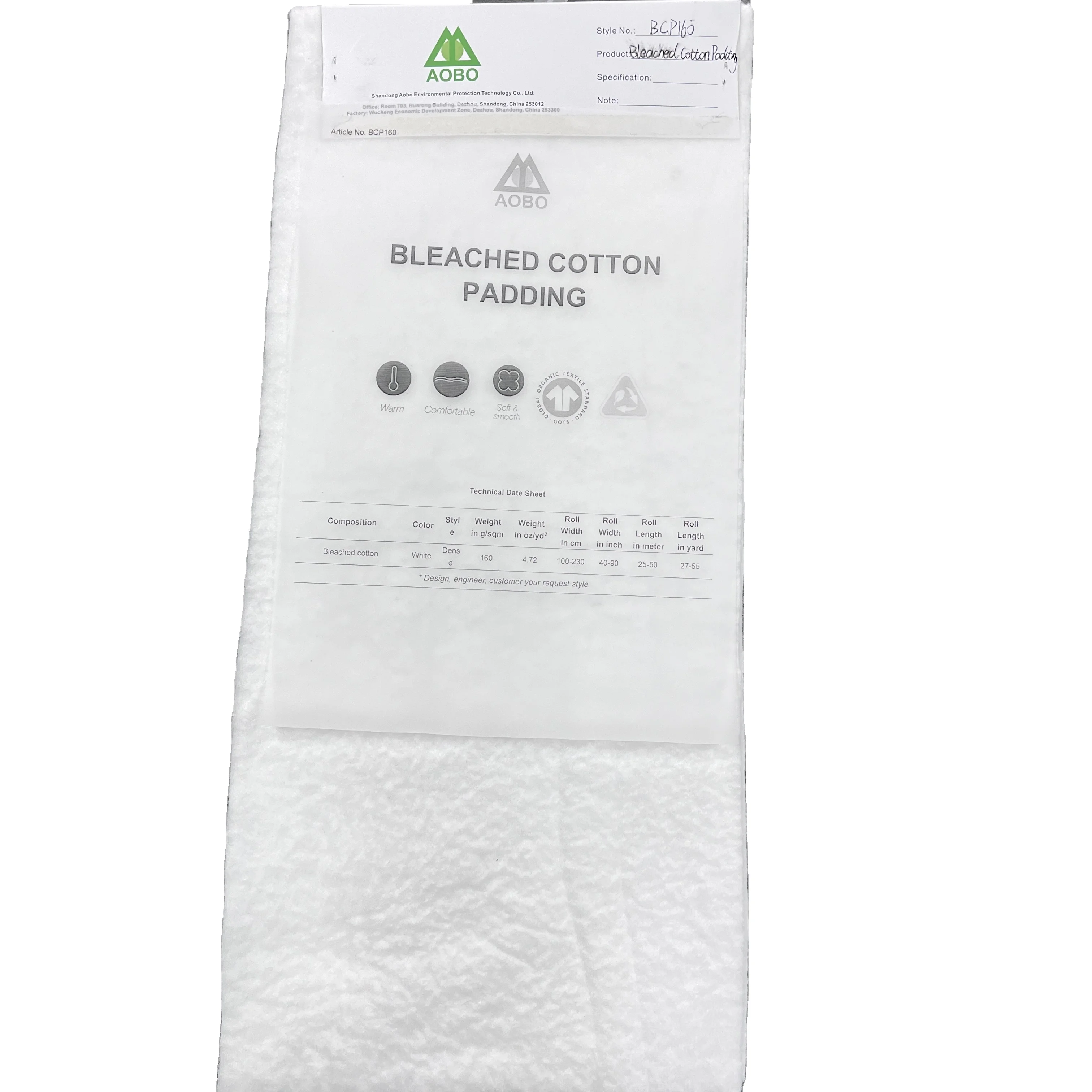 Water washed bleached cotton used for lining clothing and home textiles