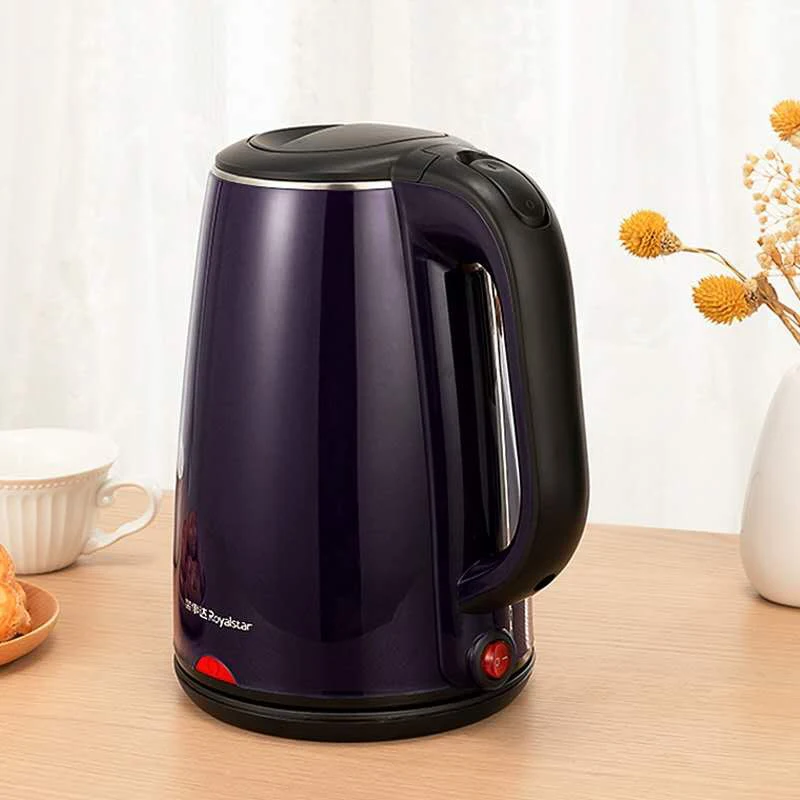 Royalstar VDE Factory 220-240V 360 Degree Rotational Portable Stainless Electric Kettle Teapot Mechanical Stainless Steel 1.5