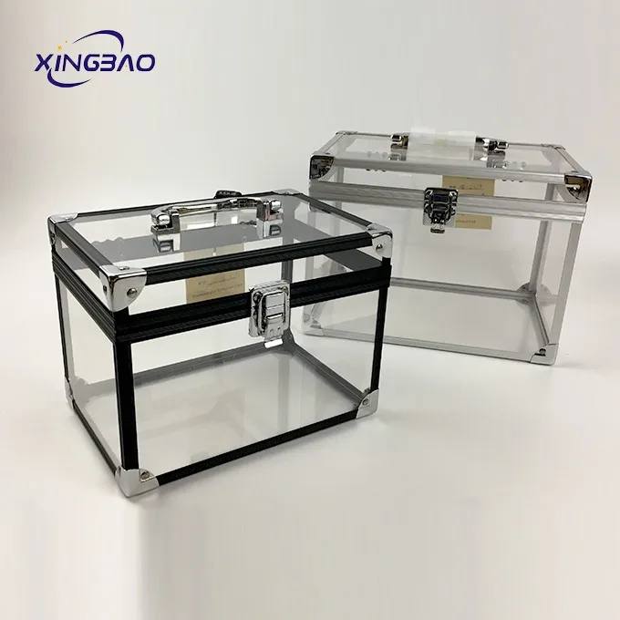 hard Plastic Material and organizador de maquillaje aluminium Cosmetic display Usage  travel Acrylic Clear Cosmetic Case