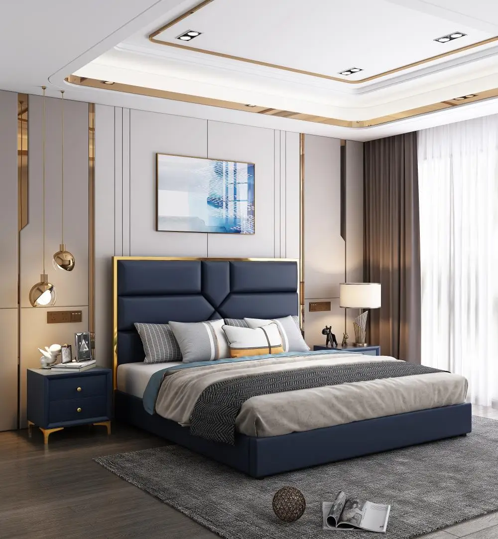 Итальянский дизайн, обивка, ткань для кровати, Королевский кровати, рама с изголовьем для продажи