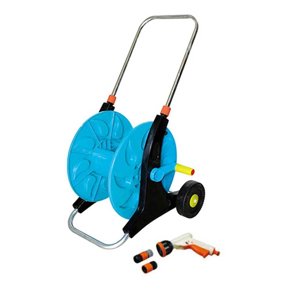 Seesa plastic retractable outdoor garden water pressure irrigation trolley hose reel cart with wheels