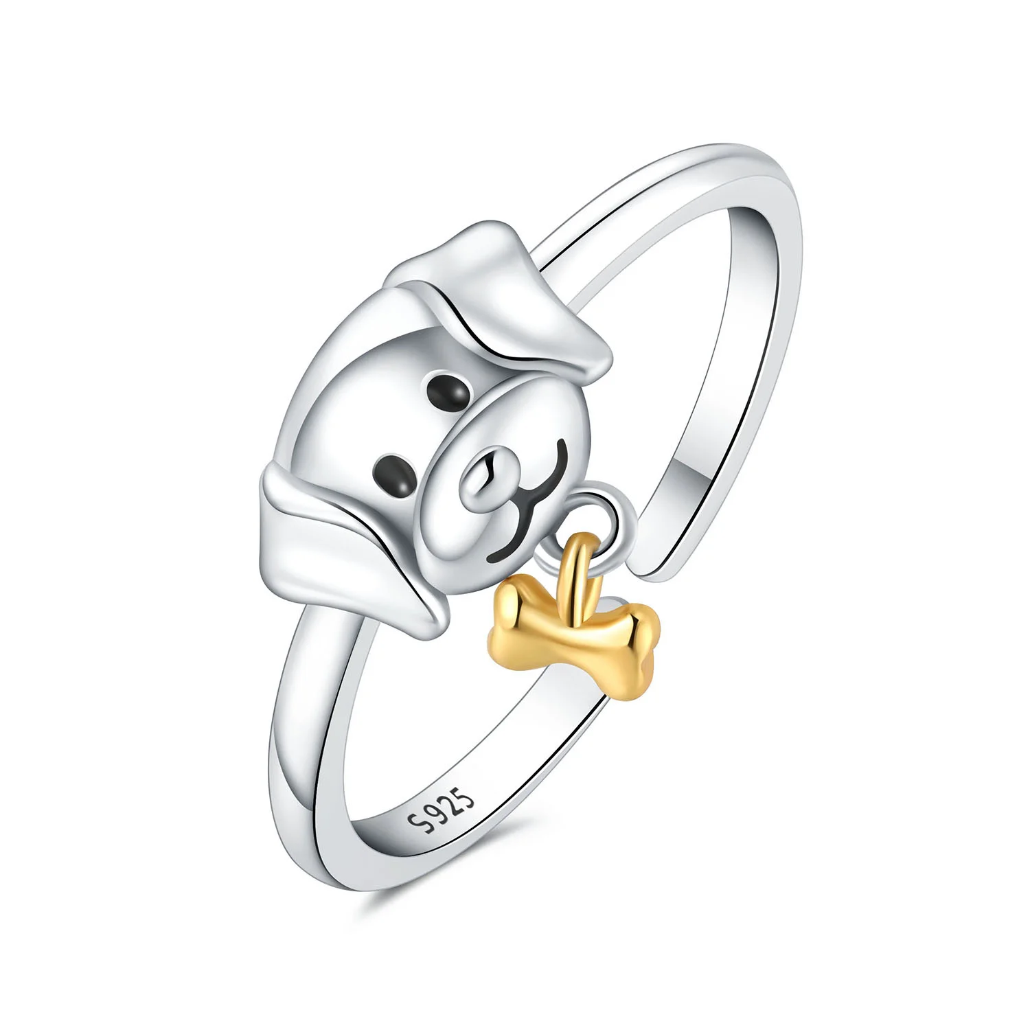 Fashion personality S925 Sterling Silver CZ Rings for Women simple Diamond Rabbit and puppy notes Open rings Jewelry wholesale
