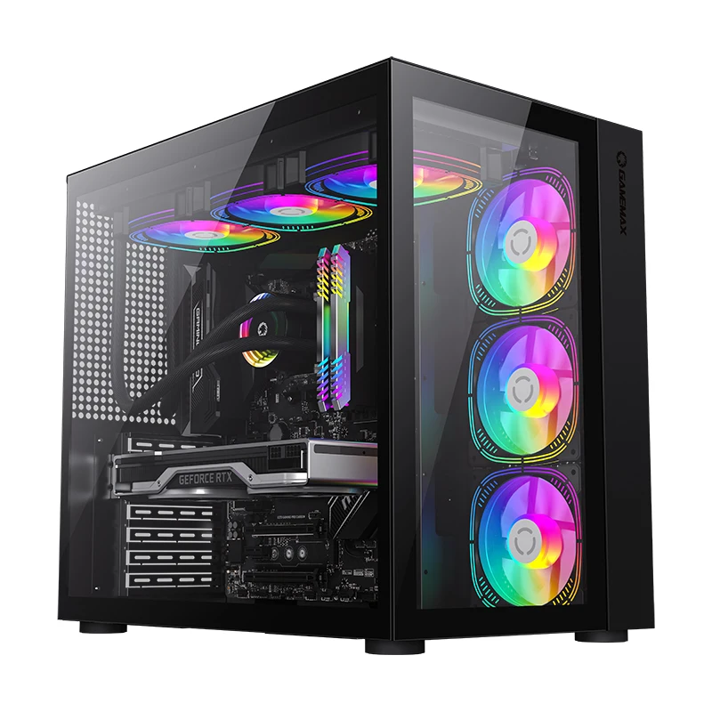 GAMEMAX  Infinity latest cube case double-sided glass atx gaming case cube ventaliation holes micro atx case