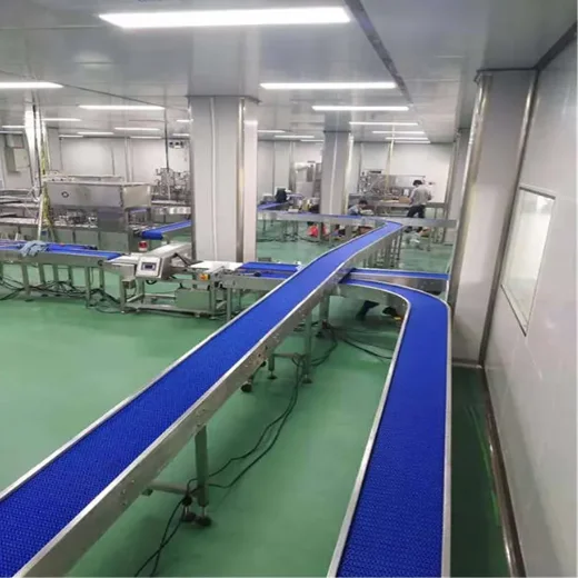 Assembly line 90 180 degrees 200 mm width turn curved plastic mesh belt conveyor