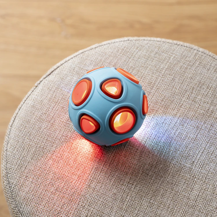 Vking Pet Durable Bells Led Light Double Layer Rubber Dog Training Inteactive Squeaky Chew  Dog Toys Ball