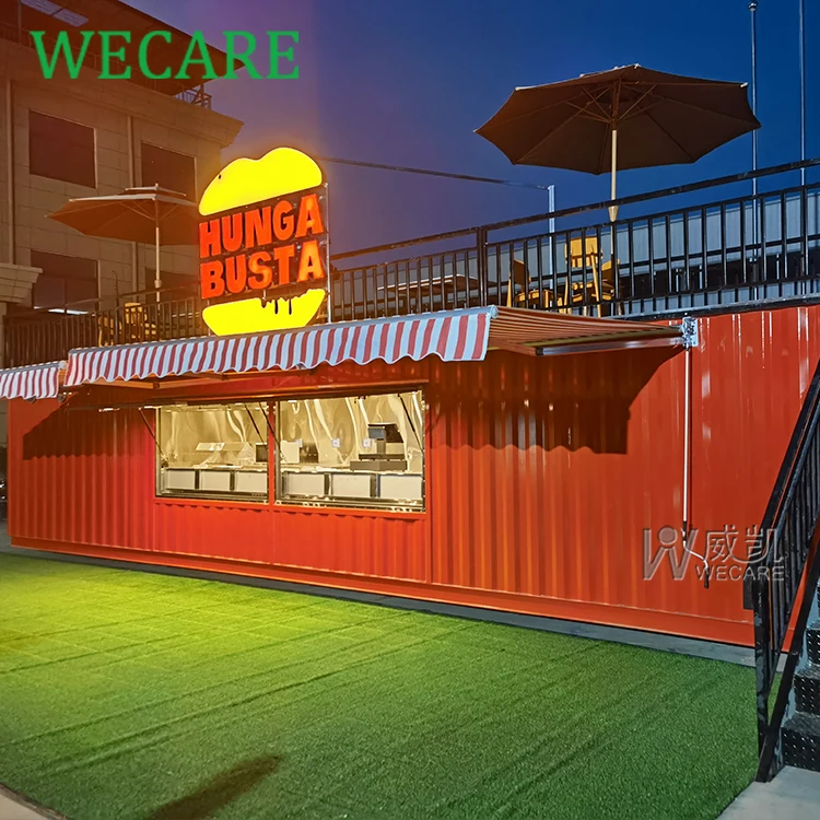 WECARE China Made Portable Container Kiosk Fast Food Restaurant Prefabricated Shipping Container Kitchen Retail Shop Coffee Bar