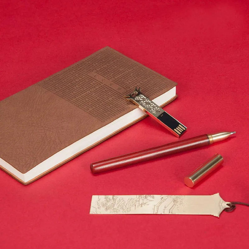 Business Characteristic Redwood Handheld Gift Set of Four, Notepad, Signature Pen, USB Disk, Bookmarks new product ideas 2024