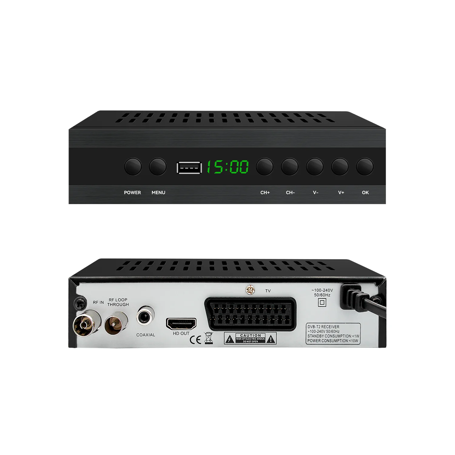 Spain Market TDT TV Decoder DVB T2 H265 Digital TV Receiver Sacrt Out 1080P Full HD Set Top Box