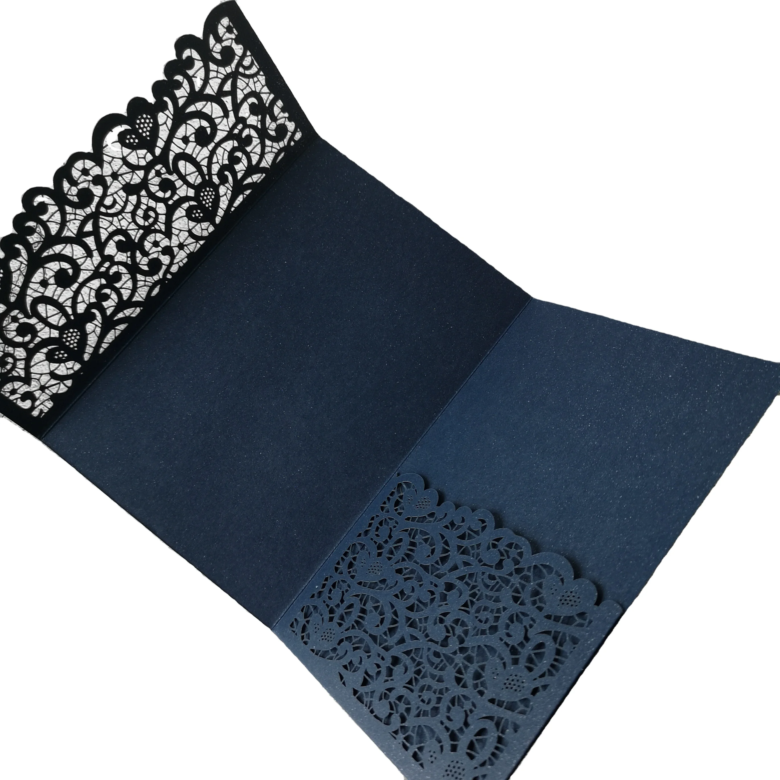 Customized Luxury Wedding Invitations Cards Laser Cut with Pocket Wedding Invitations with Envelopes