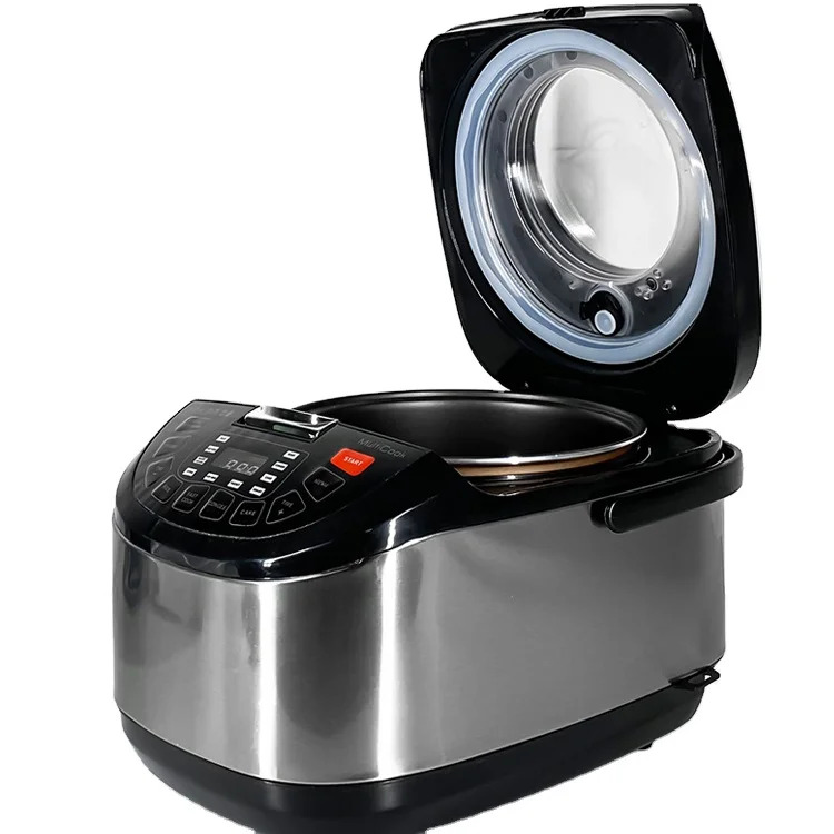 Digital cool-touch multicooker rice cooker & food steamer slow cooker