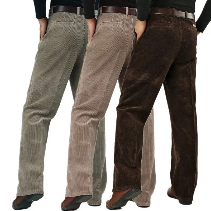 Custom Straight Leg Casual Winter High Waisted Cargo Men Corduroy Pants