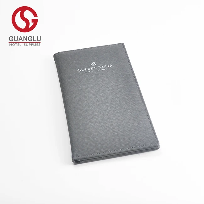Factory Direct Selling Gray PU Leather Hotel Restaurant Bar Bill Menu Folder