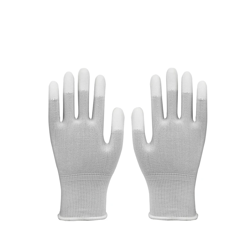 
Work Construction Hand Gloves Men 13G Polyester Knitting Finger Top PU Coating For Glove 