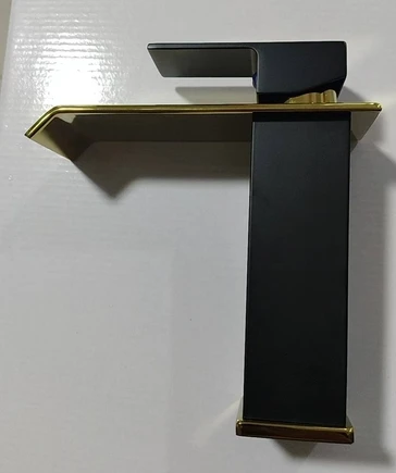 Bathroom Art Copper Brass Desk Mounted Bathroom Mixer Tap Black Gold Single Handle Ceramic Cold Hot Water Basin Faucet Table