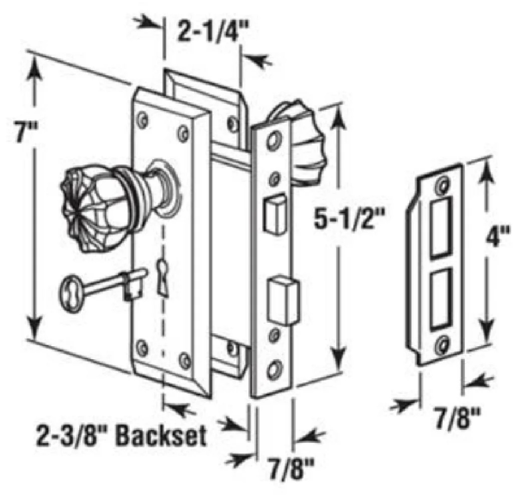 Vintage Keyed Indoor Mortise Keyed Lock Set with Glass Knob Fits 1-3/8 in to 1-3/4 in. Interior Doors,glass door knob