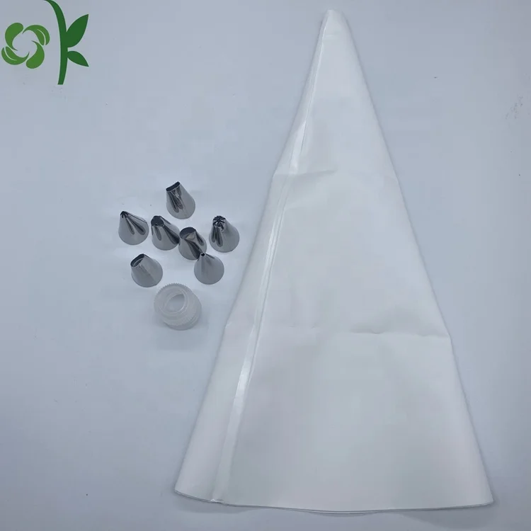 OKSILICONE 9 Pack Reusable Pastry Bags Silicone Icing Tools with Decorating Tips Pastry Tube with Bag Baking Frosting Tools Set